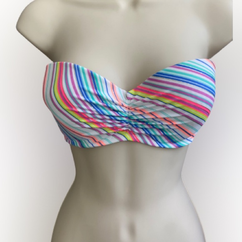 Victoria’s Secret Colored Stripe Strapless Bikini Top- Size 34D